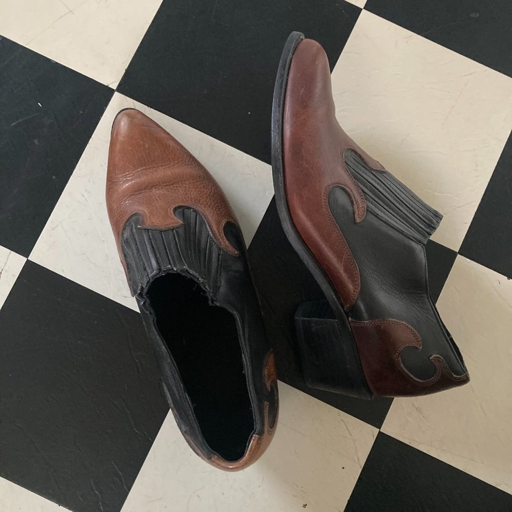 Vintage Dingo Flame Leather Ankle Western Boots